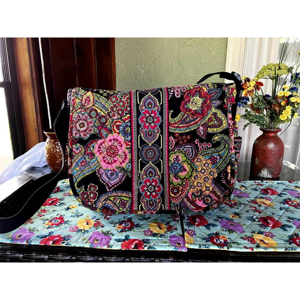 Vera Bradley Parisian Paisley Multicolor Cotton Messenger Bag